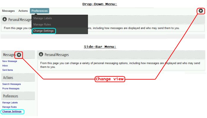 Private Messages - Settings Private Messages -Settings